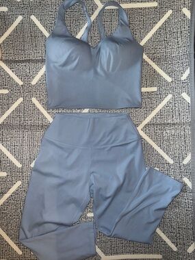 Nike Matching Set Women’s Medium Blue Leggings + Sports Bra Gym Athleisure